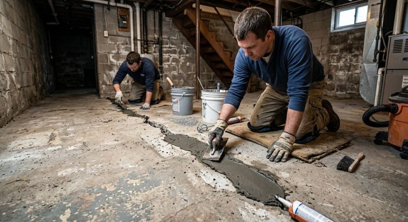 Cracked Basement Floor Repair in Easley, SC