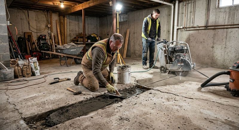 Cracked Basement Floor Repair in Easley, SC